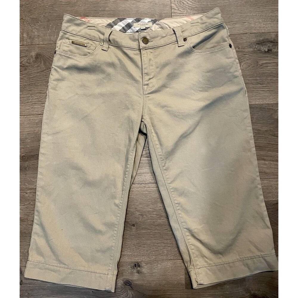 Ladies Burberry Khaki Denim Shorts Size US 10